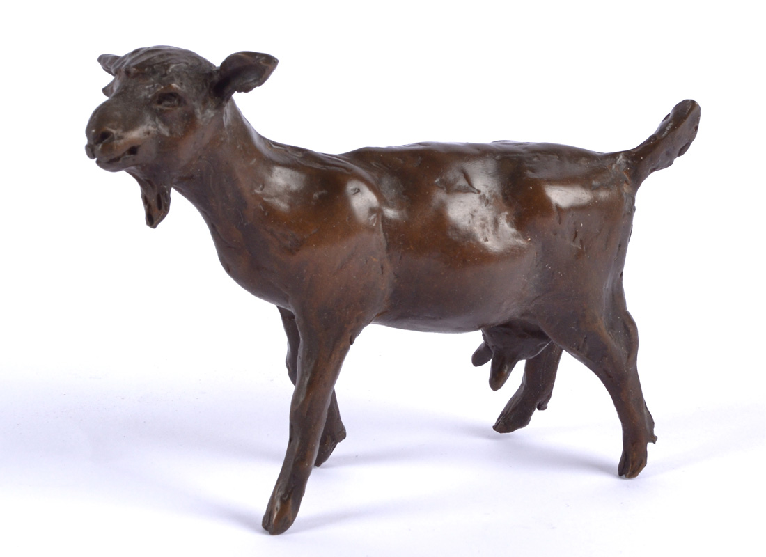 Rosalie Johnson (Contemporary British) a bronze study of a strolling goat, a limited edition of