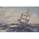 After Charles Napier Hemy, Life' Nautical print, 55cm x 82cm together with a large seascape print on