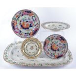 A set of seven Masons Ironstone plates, in a 'Rose and Urn' Imari style pattern, together with a