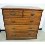 A late 19th Century walnut chest of two over short over three long drawers, plinth base, 121cm x