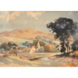 Emerson H Groom, watercolour, Littlington, Sussex, 27cm x 37cm, framed and glazed