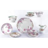 A Bisto part tea service, decorated with transfer printed pink roses on a white and green ground
