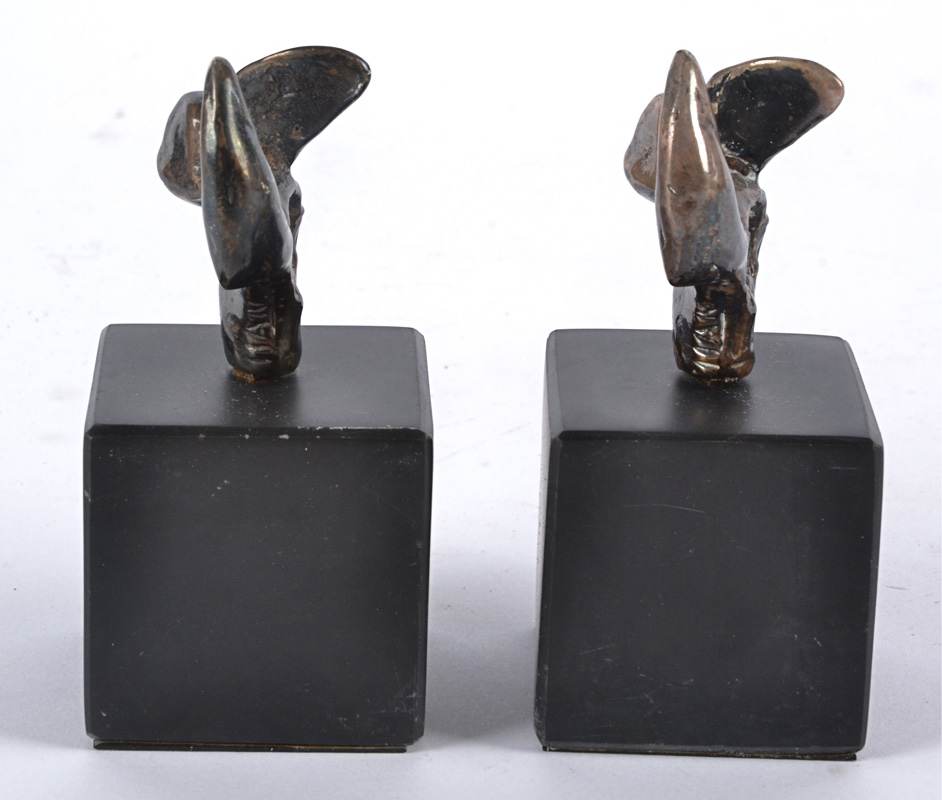 Two Eli Ilan (1928-1982) abstract silver sculptures, on black plinth bases, later recasting, - Image 6 of 6