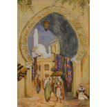V Driscoll, watercolour on paper, North African Market, signed lower right, 31cm x 21cm
