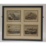 Four framed engravings, scenes from the Greek Islands including castle of Kamtara and Famagusta,