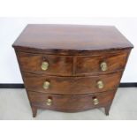 Early 19th Century mahogany bow front chest, of two short over two long drawers, solid sides and