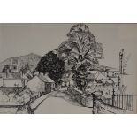 Winifred Francis (British 1915-2009), ink on paper, Church Street Builth Wells, signed lower left,
