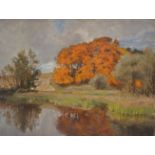 Viggo Langer (1860-1942), oil on canvas, Autumnal Landscape, signed and dated 1936 lower right,
