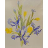 Janis Roddick, Still life daffodils and iris, 67cm x 54cm