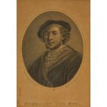 18th Century engraving of Rembrandt van Rijn, after the artists self portrait of 1632 dated 1798,