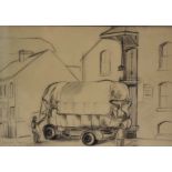 Winifred Francis (British 1915-2009), pencil on paper drawing The Wool Depot, 21cm x 30cm