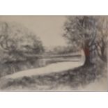 Winifred Francis (British 1915-2009), graphite on paper, Bridge over the Wye, 18cm x 26cm
