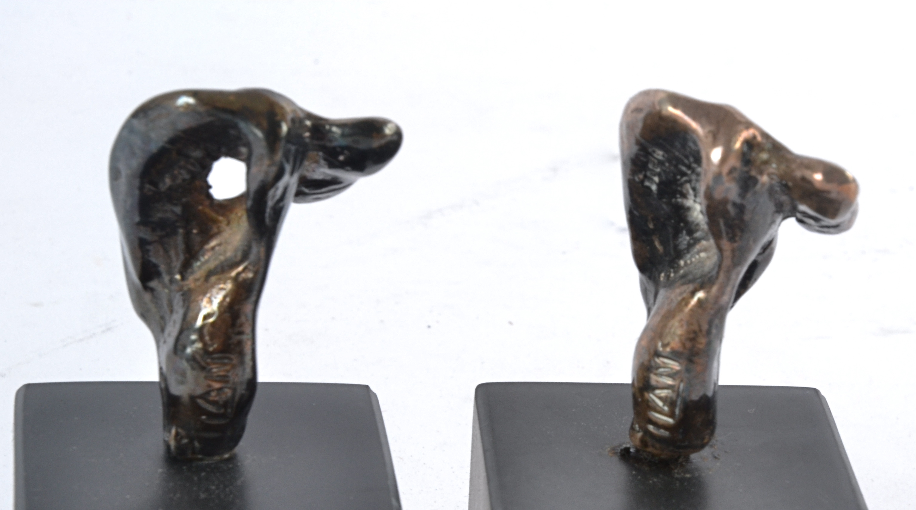 Two Eli Ilan (1928-1982) abstract silver sculptures, on black plinth bases, later recasting, - Image 8 of 9