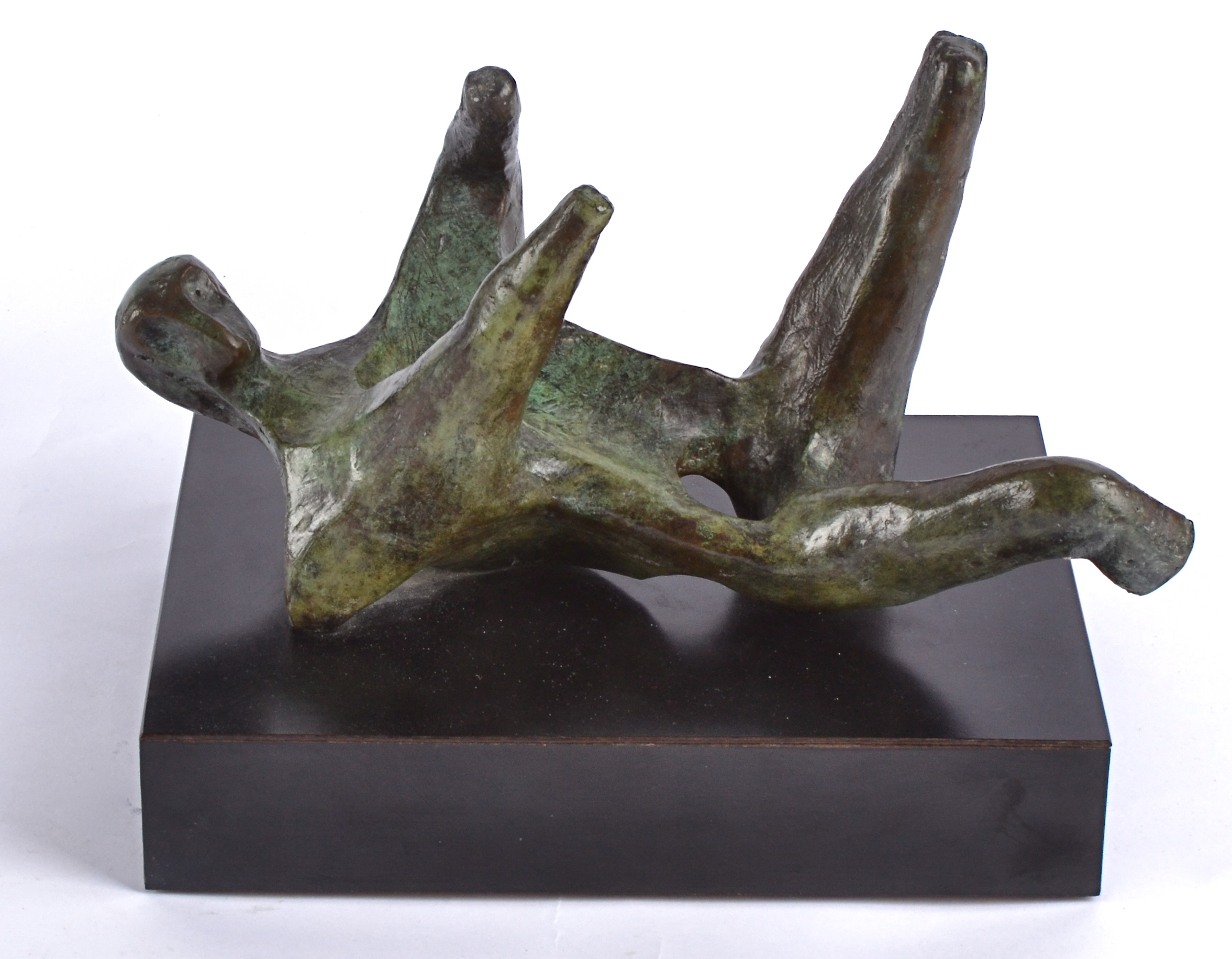 Eli Ilan (1928-1982) 'Lenni' bronze sculpture of an abstract reclining figure, on a black plinth - Image 2 of 9