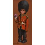 Leighton Jones, oil on canvas, young grenadier, 91cm x 40cm, framed