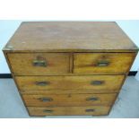 A 19th Century mahogany two section campaign chest, of two short and three long drawers, dove tailed