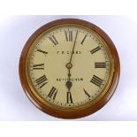 A Victorian round wall clock, cream painted dial with Roman numerals, signed 'F. R. Gibbs,