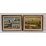 20th Century, two oil on canvas studies, coastal scenes by different artists, signed LR, 23cm x