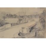 Winifred Francis (British 1915-2009), drawing on paper, New Bridge Builth Wells, dated 1938 lower