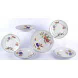 Royal Worcester plates and dishes, in the 1986 'Evesham Vale' pattern, some colours faded,