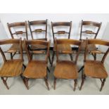 A harlequin set of eight 19th blade back country kitchen dining chairs, elm seats, raised on front