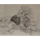 Winifred Francis (British 1915-2009), pencil drawing on paper, Church Street Builth Wells, 30cm x