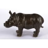 Rosalie Johnson (Contemporary British), a bronze study of a rhinoceros, a limited edition of which