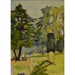 Winifred Francis (British 1915-2009), watercolour on paper, Builth Wells Churchyard, signed lower