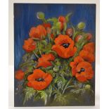 Winifred Francis (British 1915-2009), body colour nad pastel on card, Still Life of Poppies, 35cm