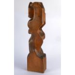 Eli Ilan (1928-1982) abstract wooden sculpture, untitled, 1963, signed and dated to the back '