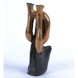 Eli Ilan (1928-1982) abstract bronze sculpture, 1976, signed and dated to the back 'HAN, I/X, '