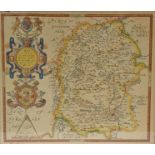 Early print of Christopher Saxtons 1576 county map of Wiltshire, baring Elizabeth I Royal Crest,
