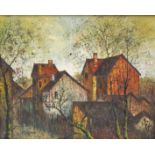Keith Asper, 20th Century, oil on canvas, Village Scene, signed lower left, 40.5cm x 50.5cm Fair