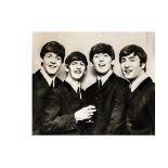 Beatles Photo, Large Black and White Beatles Fan Club Photo with facsimile signatures - measures 20"