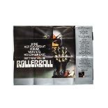 Rollerball (1976) UK Quad Poster, poster with Bob Peak artwork starring James Caan, Folded with a