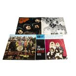 Beatles LPs, four original Beatles albums comprising Sgt Pepper (UK Mono with Red Sleeve and Cut Out