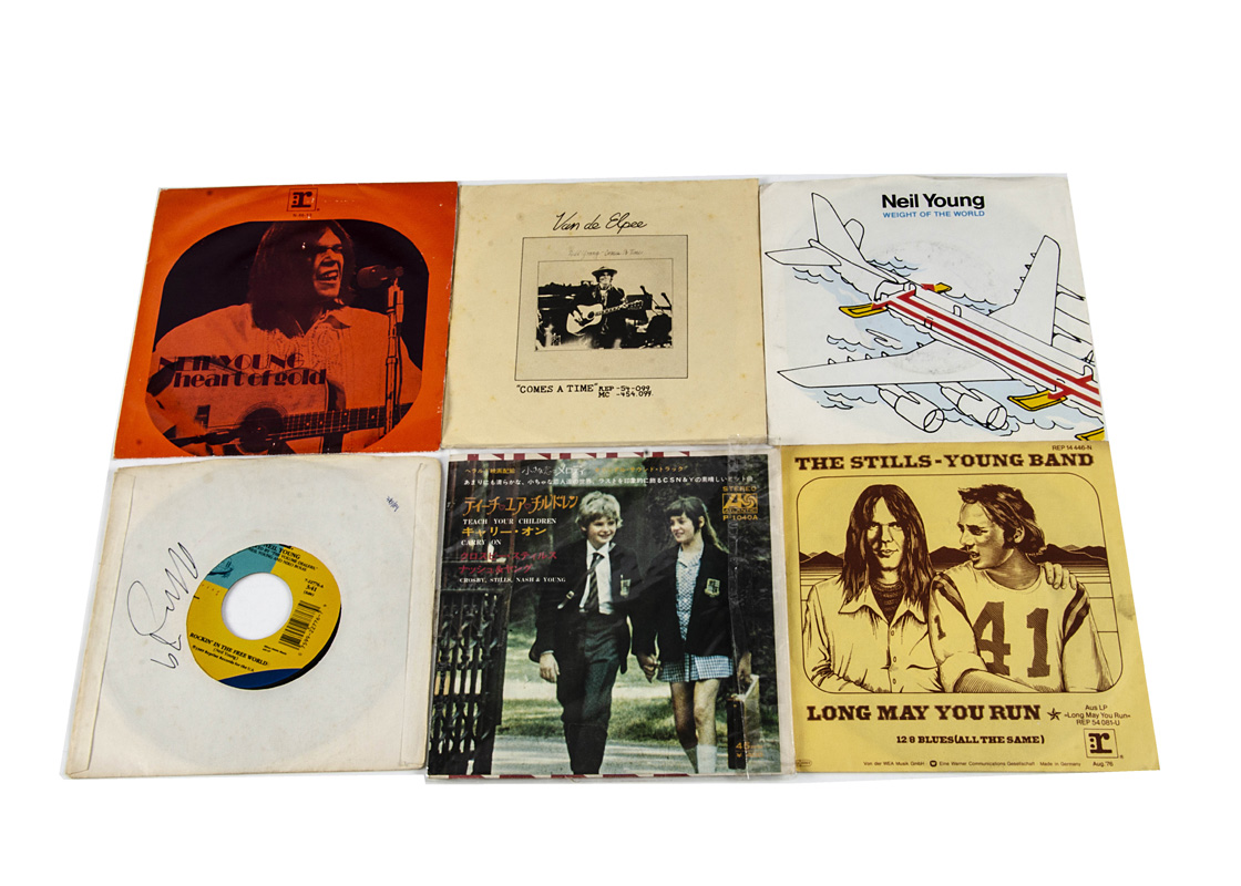 Neil Young 7" Singles, approximately thirty 7" singles by Neil Young and related bands from