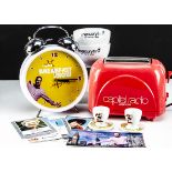 Breakfast Radio memorabilia, a Capital Radio toaster and a Johnny Vaughan alarm clock plus two