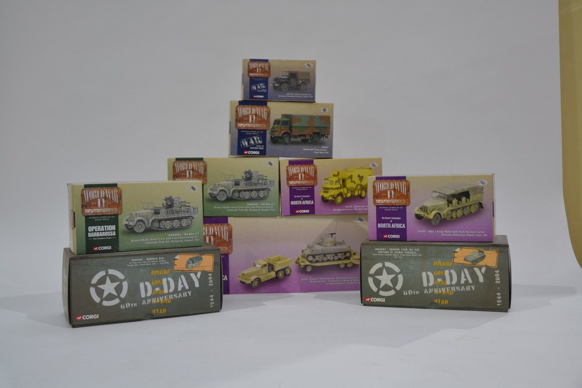 Corgi WWII 1:50 Scale Military Vehicles, a boxed group of nine comprising D Day 60th Anniversary