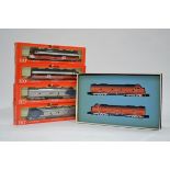 HO Gauge American Diesel Locomotives, three boxed EMD E8 two car units Rivarossi for Con-Cor 907