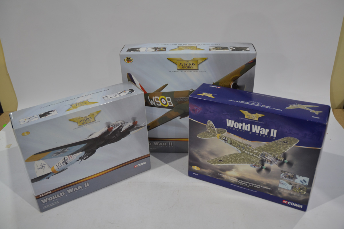 Corgi Aviation Archive 1:72 Scale WWII Aircraft, three boxed limited edition examples including