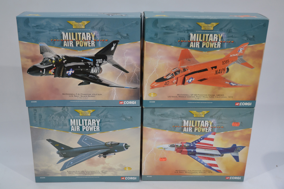 Corgi Aviation Archive 1:72 Scale Military Airpower Jet Aircraft, four boxed limited edition