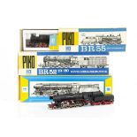 Piko HO Gauge Steam Locomotives and Tenders, all of the DR in black and red livery, three boxed