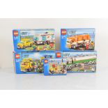 Boxed Lego City comprising, Autotransporter 60060, Car and Caravan 4435, Tank Truck 3180, Garbage