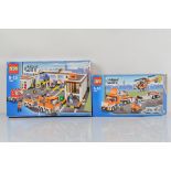 Two boxed Lego City models, including Helicopter Transporter 7686 opened with manual and unchecked