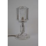 A cut glass table lamp with shade, 36cm tall with shade