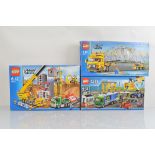 Three boxed Lego City models, Construction Site 7633, unopened, Cargo Terminal 60169, unopened and