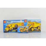 Three boxed Lego City models, including Airport Fire Engine 7891 opened with manual and unchecked,