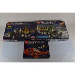 Three boxed Lego Technic models, Helicopter 8856, lacking manual, JCB Transporter 8868 and Barcode