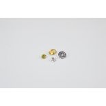A collection of four loose gem stones, including a yellow beryl round cut variety heliodor 0.74ct,